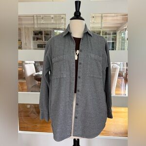 Madewell Womens XS Sunday Button Down Flannel Shirt Gray With Pockets